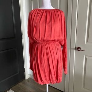 Vintage All Saints Orange Silk Blend Party Dress with Bubble Hem Size UK 10 US 6